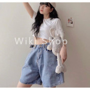 [C55] Quần sooc jean ngố khuy - Quần Bò Cạp Cao - Quần Short Ngố Lưng Cao Trên Rốn - Tôn Dáng Gọn Eo Bụng